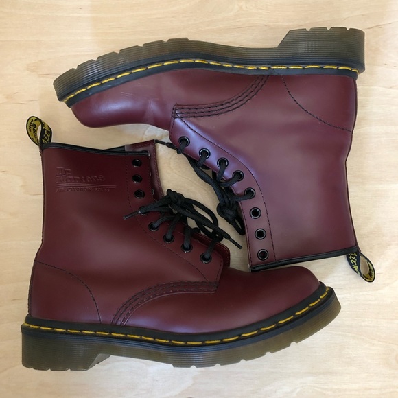 Martens 1460 Women's Smooth Leather Lace Up Boots — Cherry Red